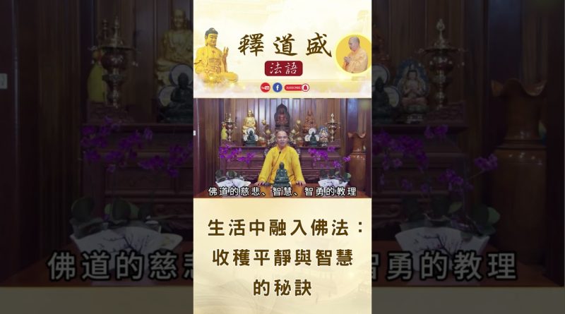 【法師法語】生活中融入佛法：收穫平靜與智慧的秘訣｜釋道盛法師法語