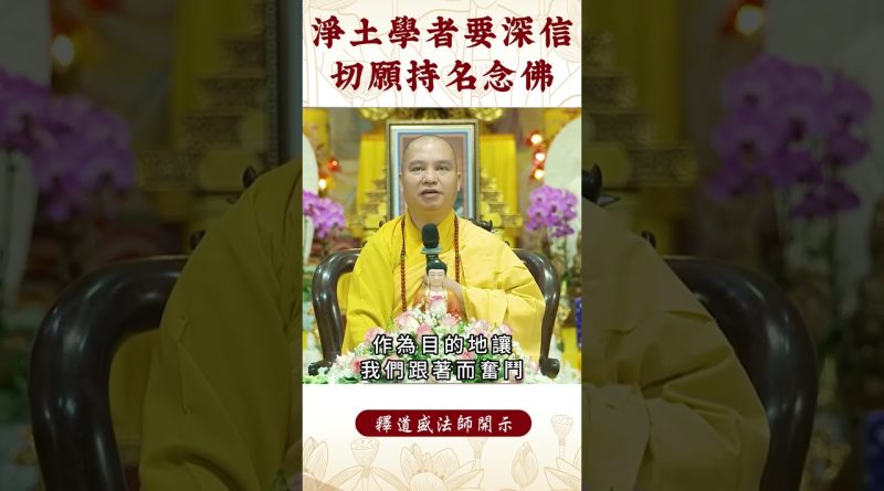 【法師法語】身爲淨土學者，你要做什麽？必須看之影片｜釋道盛法師法語
